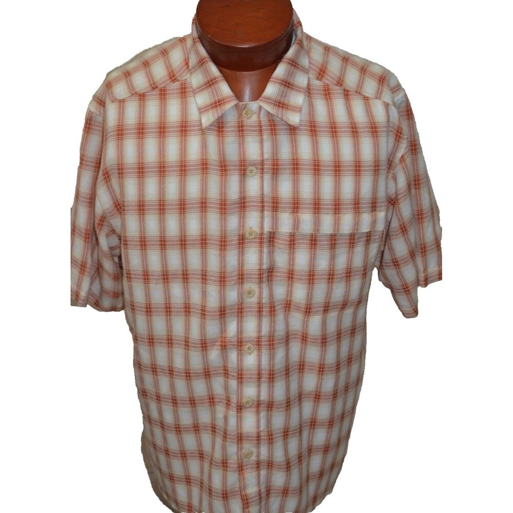 Exofficio Men's Shirt Large Vented Fishing Outdoors Plaid Short Sleeve